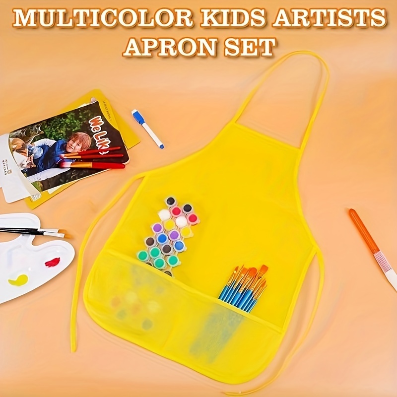 Kids Painting Aprons Childrens Waterproof Artist Paint Apron for Kids -  Easy Wipe Artist Apron - Reusable Kids Art Apron - Vinyl Kids Apron for  Kids