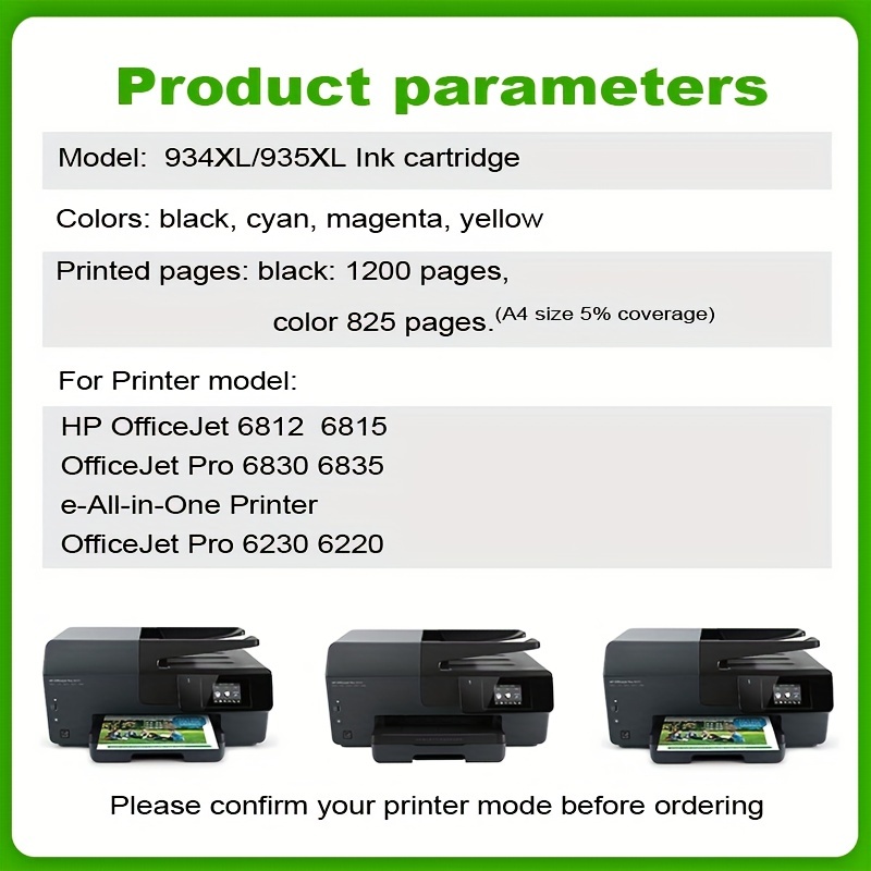 934XL 935XL Ink Cartridge for HP 934 and 935 Ink to Use with Officejet 6220  6812 6815 6820 Officejet Pro 6230 6830 6835 Printers(Black Cyan Magenta