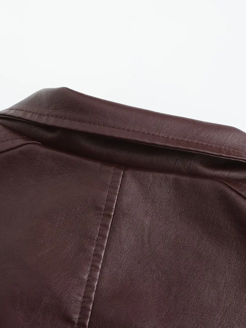 plus size mens lapel solid color button leather suit loose oversize motorcycle jacket coat burgundy 5