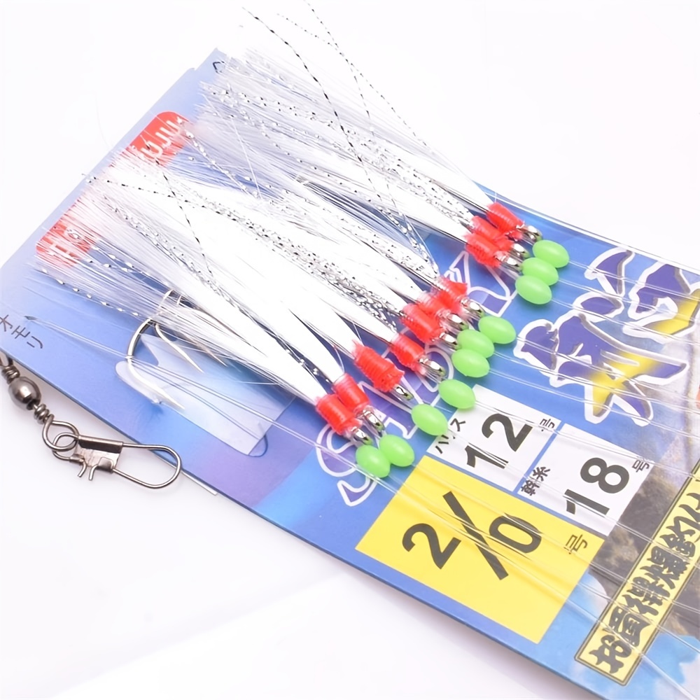  Okuyonic Luminous Feather Fishing String Hooks, Luminous Fish  Lure Rigs Resistant Glow in Water Atrractive 5 Hooks for Freshwater (2#) :  Sports & Outdoors