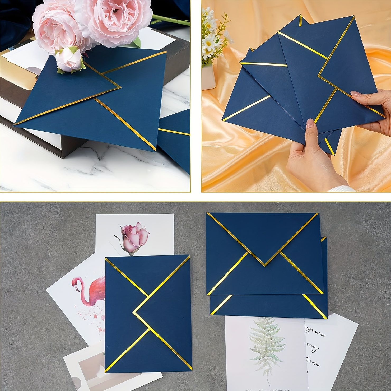 V Flap Foil Border Luxury Mailing Envelopes A7 Envelopes - Temu