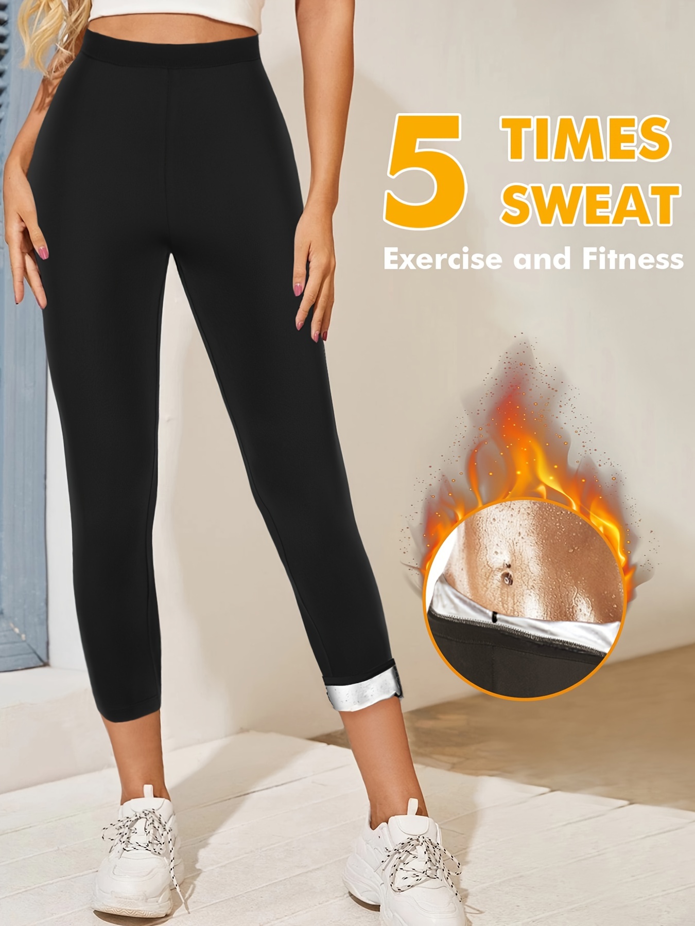Sauna Pants for Women, Sauna Leggings for Women High Waist, Sweating Tummy  Slimming Stretch Running Yoga Leggings,XL,Black : : Sports &  Outdoors