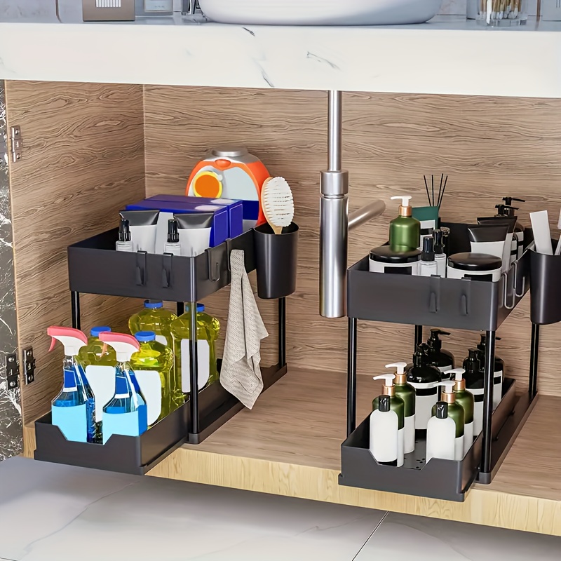 under Sink Organizers and Storage, 2-Tier Clear Organizer with Sliding  Drawers