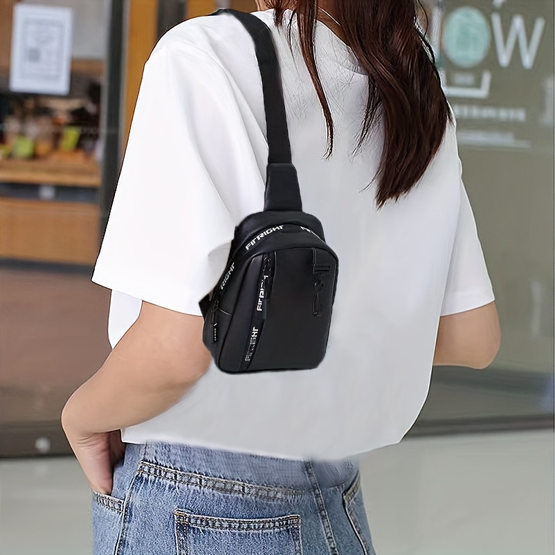 Letter Graphic Sling Bag, Casual Crossbody Chest Bag With Zipper, Women's  Fashion Fanny Pack