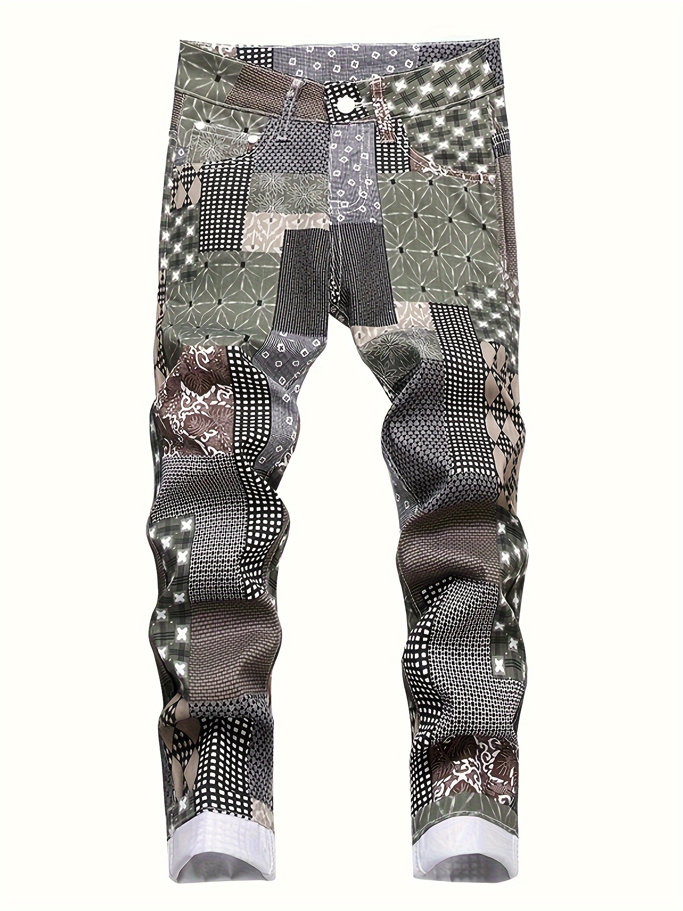 Pantalones Largos Ajustados Diseño Mezclilla Colores Bloques - Temu