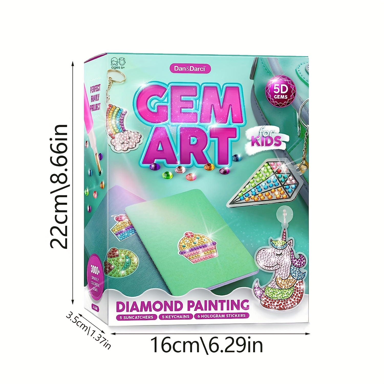 Dan&Darci Gem Art, Kids Diamond Painting Kit for Kids - Big 5D Gems - Arts & Crafts - Girls and Boys Ages 6-12 - Gem Painting Kits - Best Tween Gift