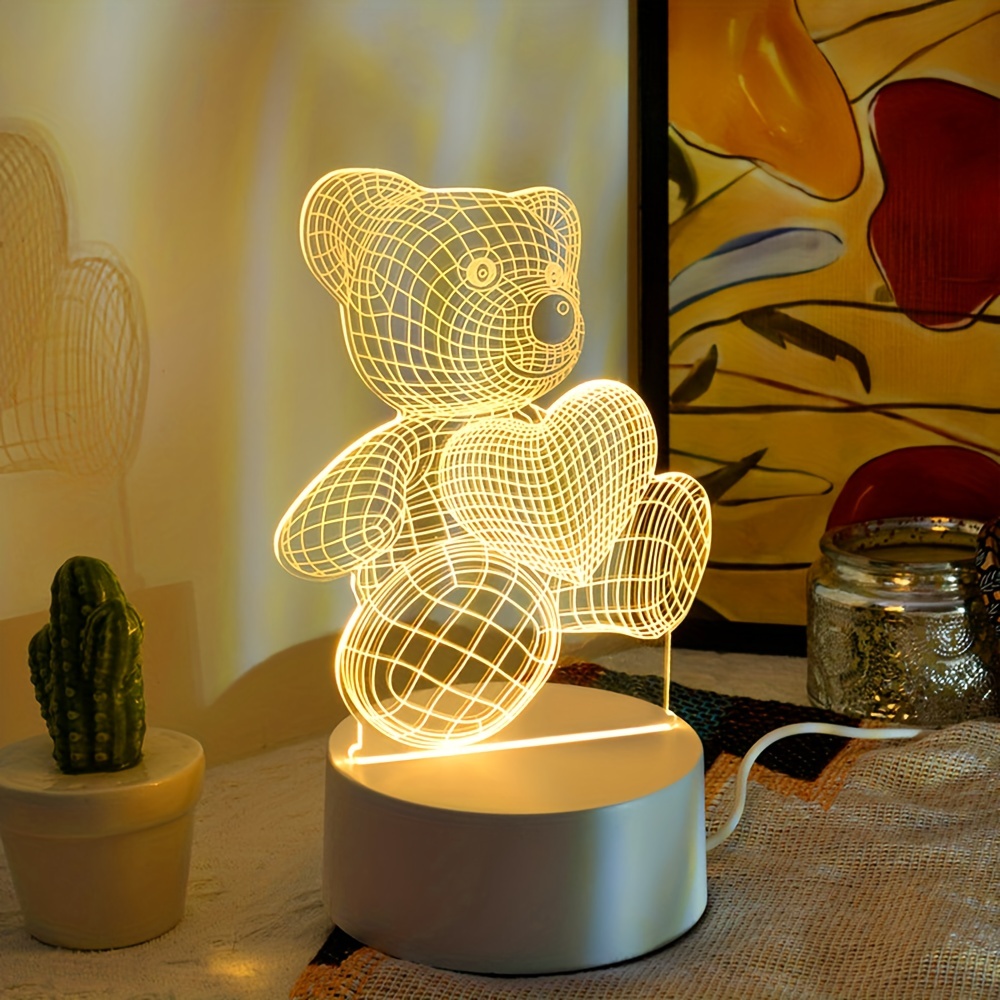Nouveau design Puzzle DIY Table LED nuit lampe LED 1PC moderne moniteur de  chevet Lumière de Nuit avec le support de bois chaud Tableau 3D'illusion de  la lampe de nuit - Chine