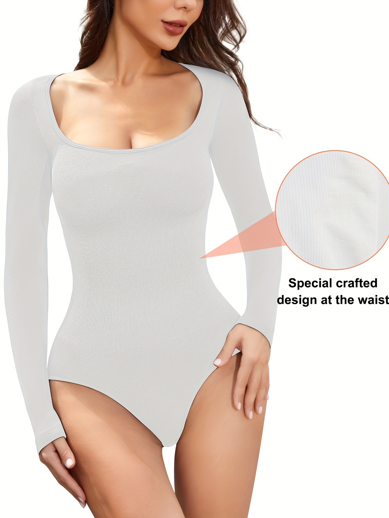 Long Sleeve Shaping Bodysuit Cut Tummy Control Slimmer Body - Temu