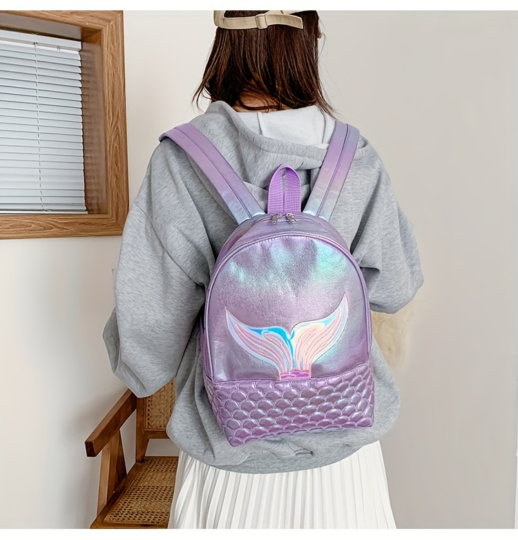 Trendy Laser Fishtail Shape Backpack Fish Pattern Zipper - Temu