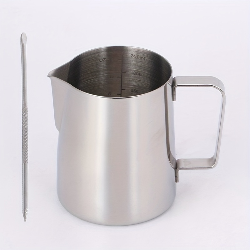 Milk Frothing Pitcher Jug & Frother Cup with Art Pen, Stainless
