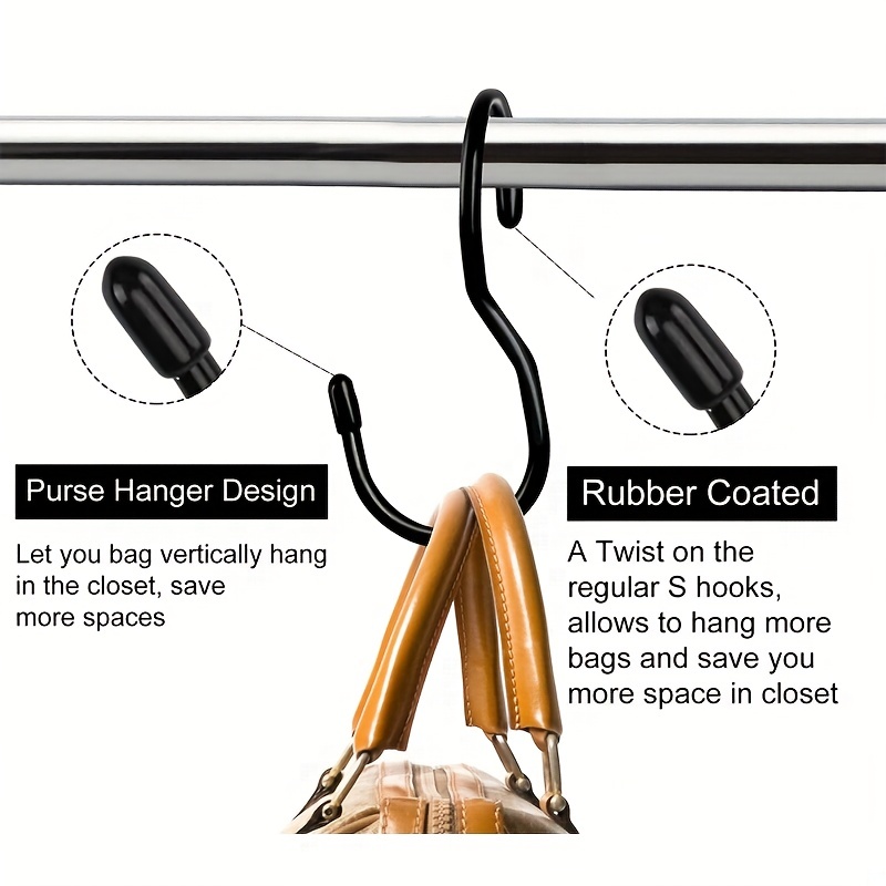 8 Pack Black Purse Hanger for Closet Large S Hooks Twist Design Hanger for  Hanging Handbags Belts Scarves Hats Clothes Planter Cups Pans and Pots 
