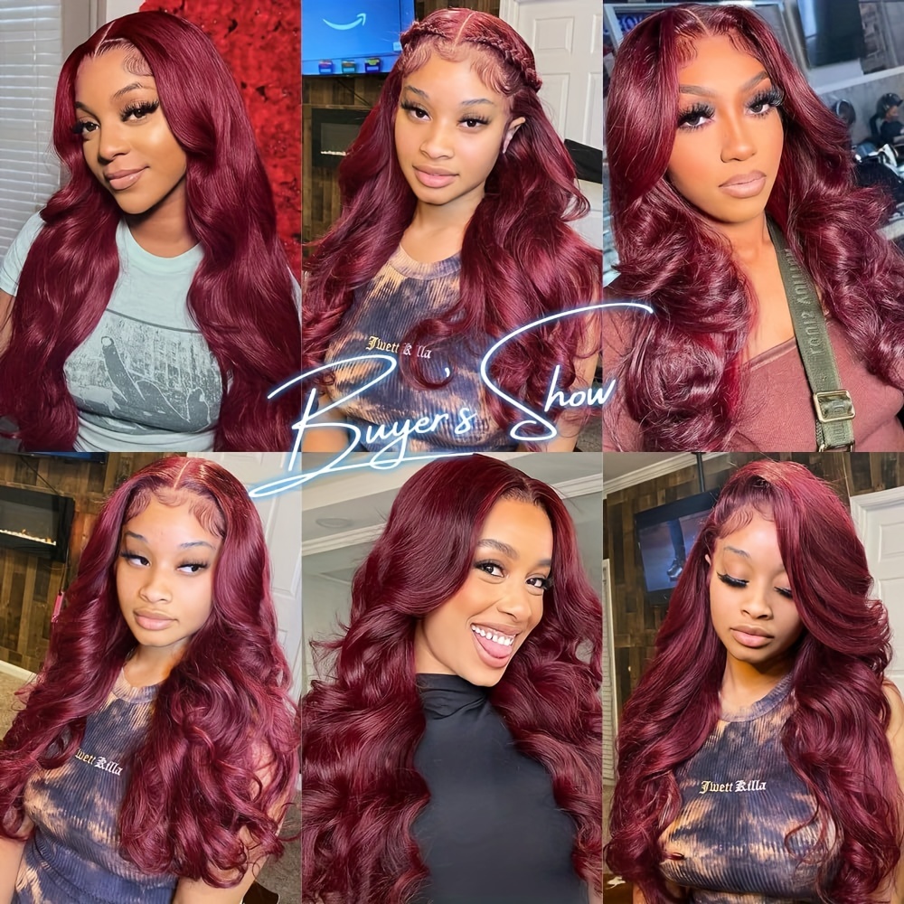 Dark Burgundy Color Body Wave Lace Front Wig With Bleached