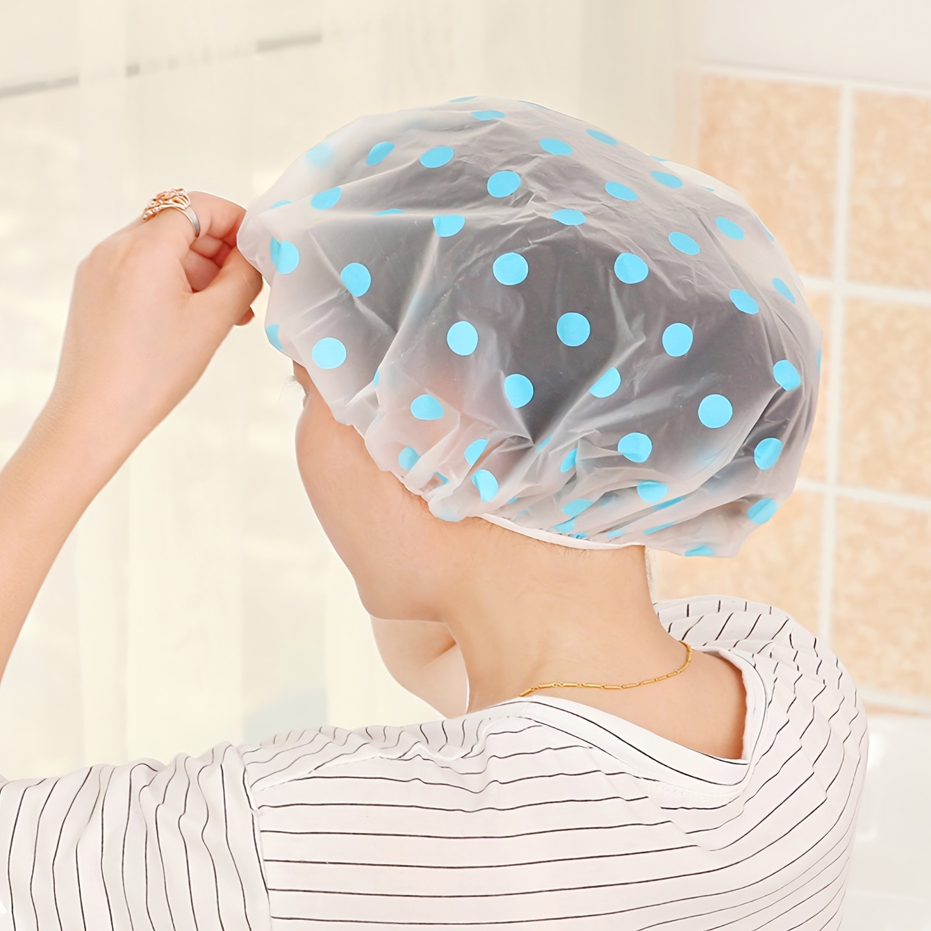 Bonnet de douche épais et imperméable pour protéger les cheveux, élégant  accessoire de coiffure pour femme