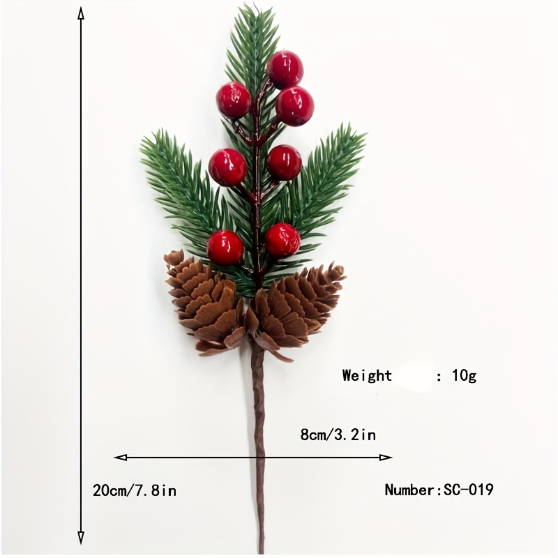 Artificial Christmas Picks With Berries Pinecone Faux - Temu