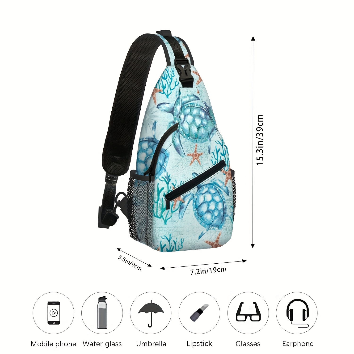 Waterfly Crossbody Sling Backpack Daypack: Sea Blue Sling Bag Travel Hiking  Walking Antitheft Chest Bag For Man Woman