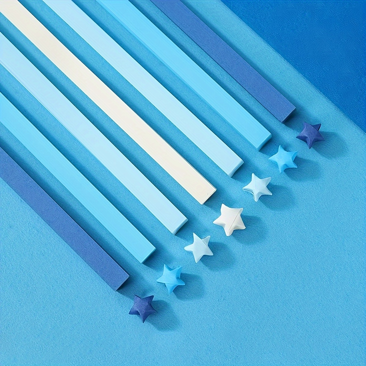 Origami Star Paper Strips Blue Gradient Colors Lucky Star - Temu