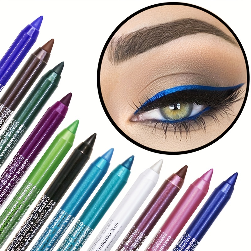 

14-color Colourful Eyeliner Pen, High Pigmented Pearly Shimmer Metallic Finish, Smokey Punk Gothic Style Eyeliner, Long Lasting Waterproof Eyeliner Stick