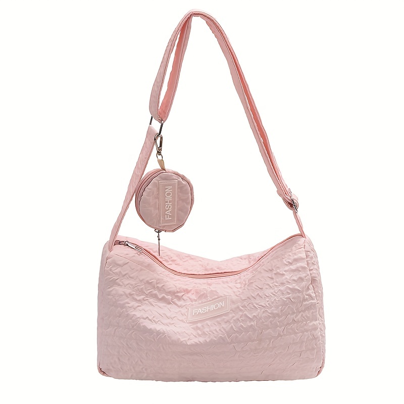 Versatile large capacity shoulder bag, soft girl handbag, pink