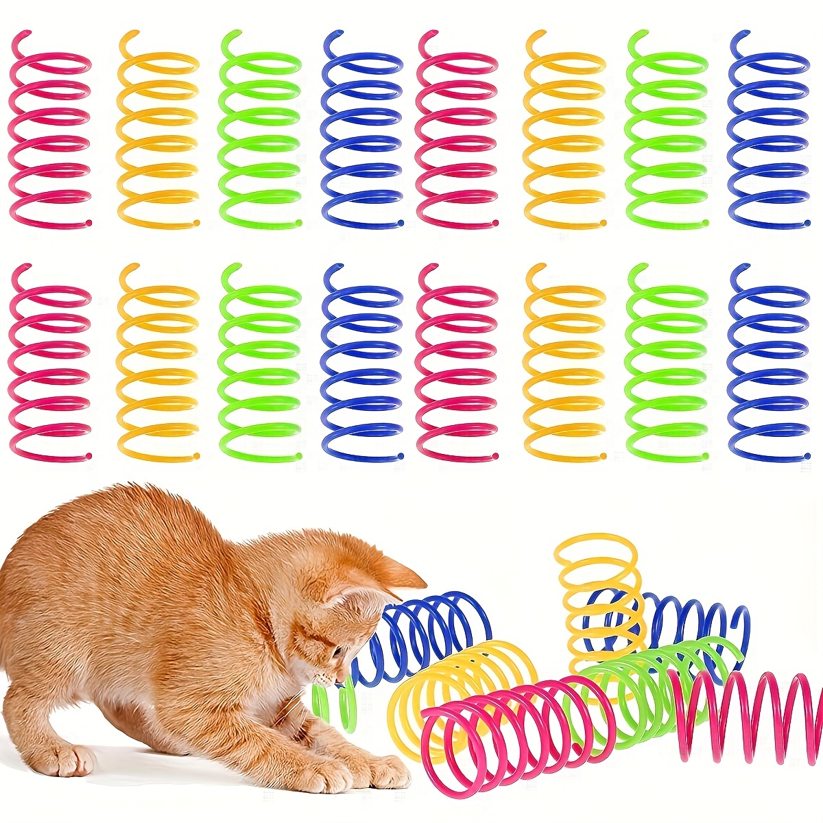 Juguete de muelle para gato, juego creativo de 4 piezas para mascotas, con  muelles en espiral de colores, juguetes interactivos duraderos para  mascotas - AliExpress