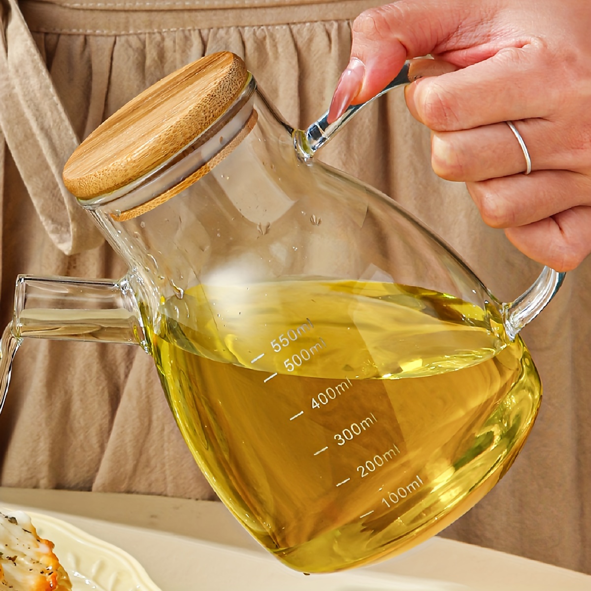 Bottiglia di Olio,Olio e Aceto Dispenser Olio Cucina in Vetro Non  Sgocciola,Bottiglia di olio d'oliva con Imbuto in Acciaio Inossidabile per  Cucina