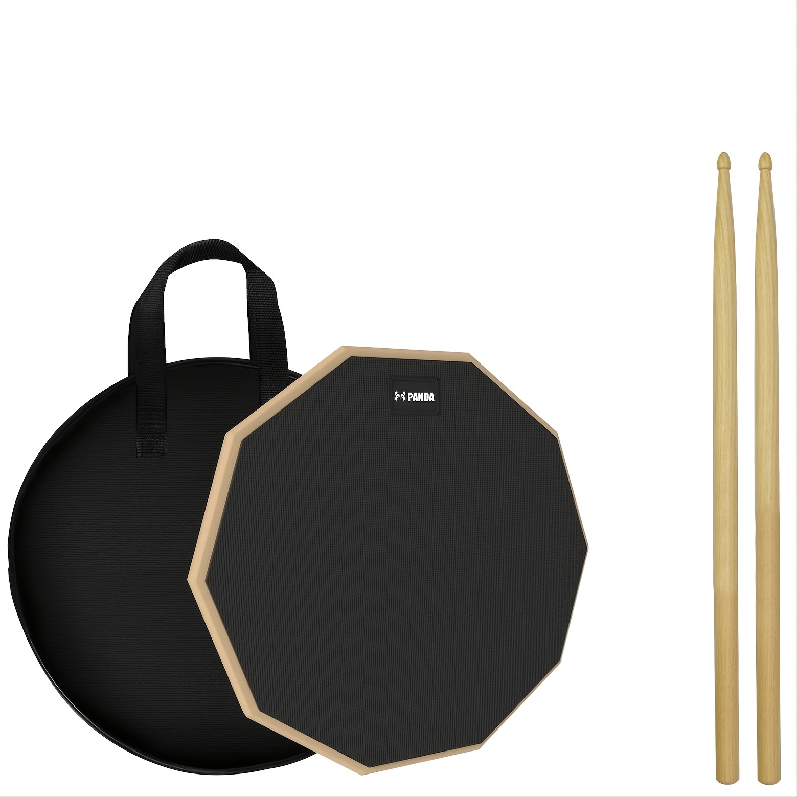 Donner 12 pouces Drum Practice Pad avec baguettes de batterie noir 