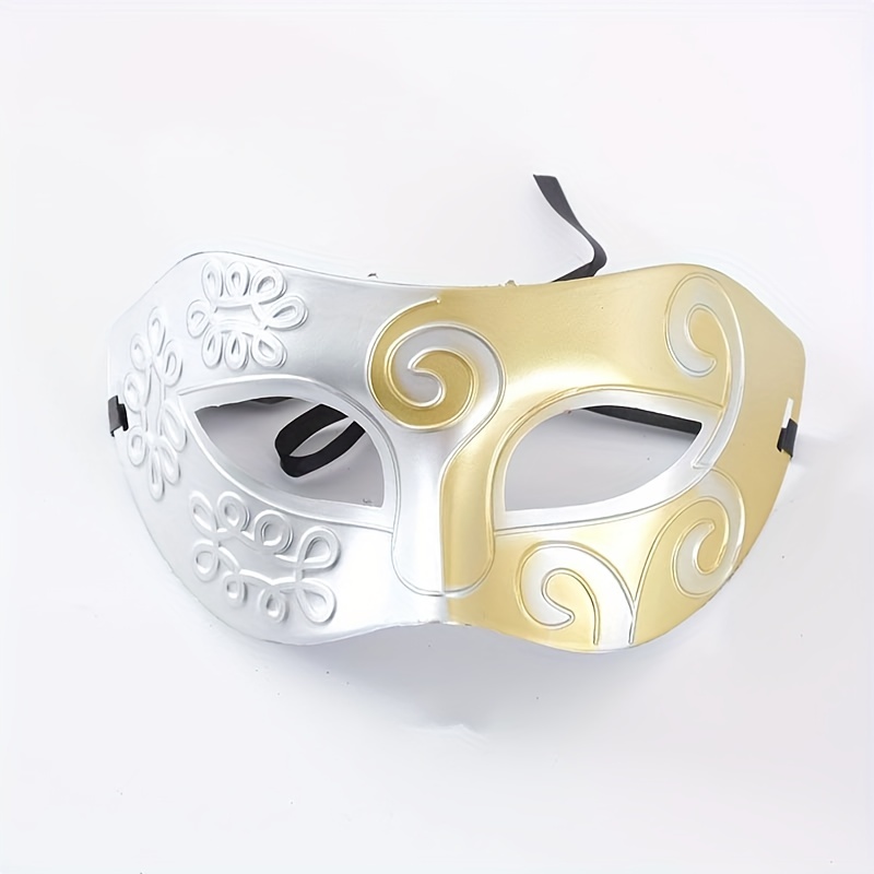 1pc Mens Retro Halloween Mask Antique Silver Gold Half Face Mask
