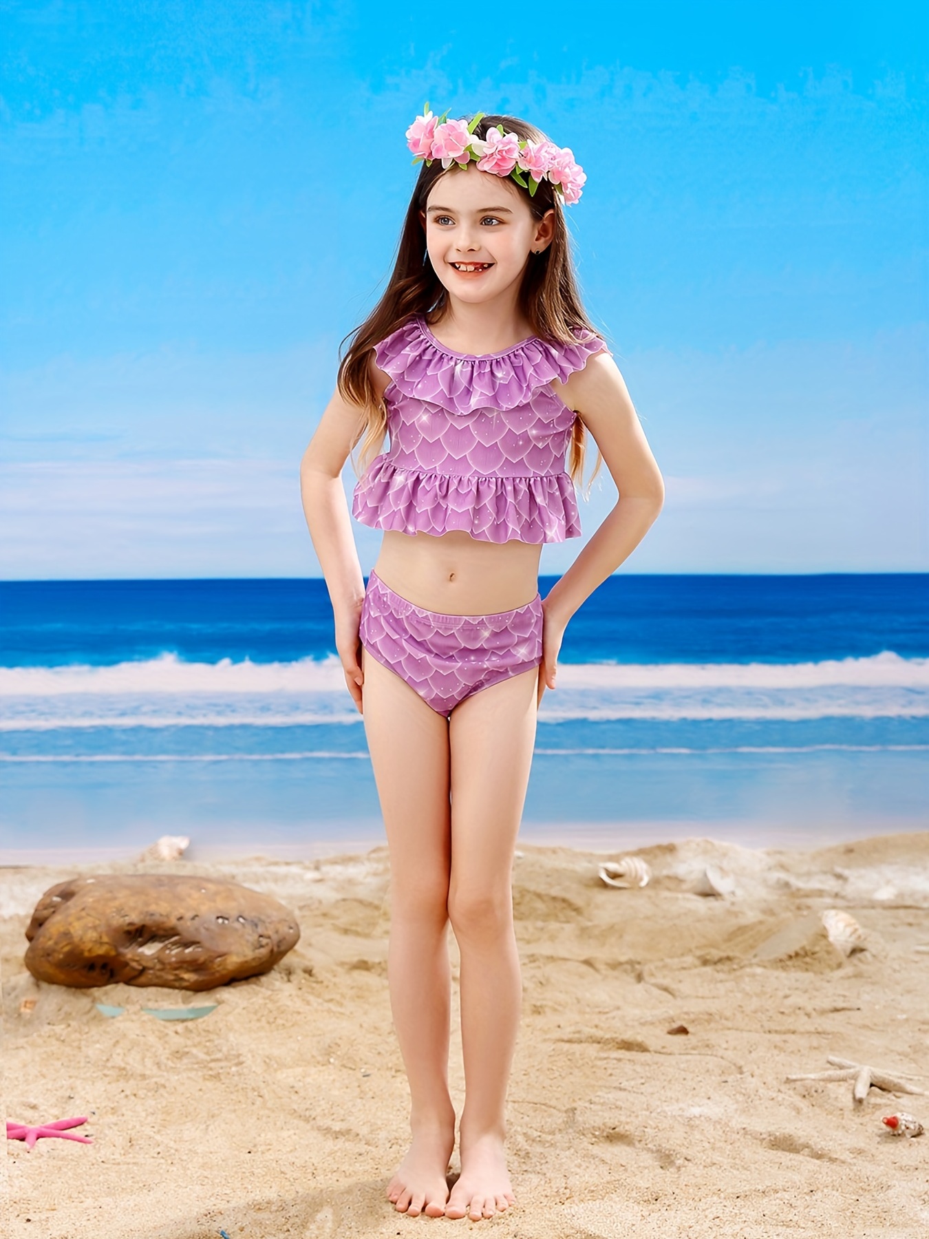 Maillot De Bain Sirène 3 Pièces Pour Fille Ensemble Bikini - Temu Canada