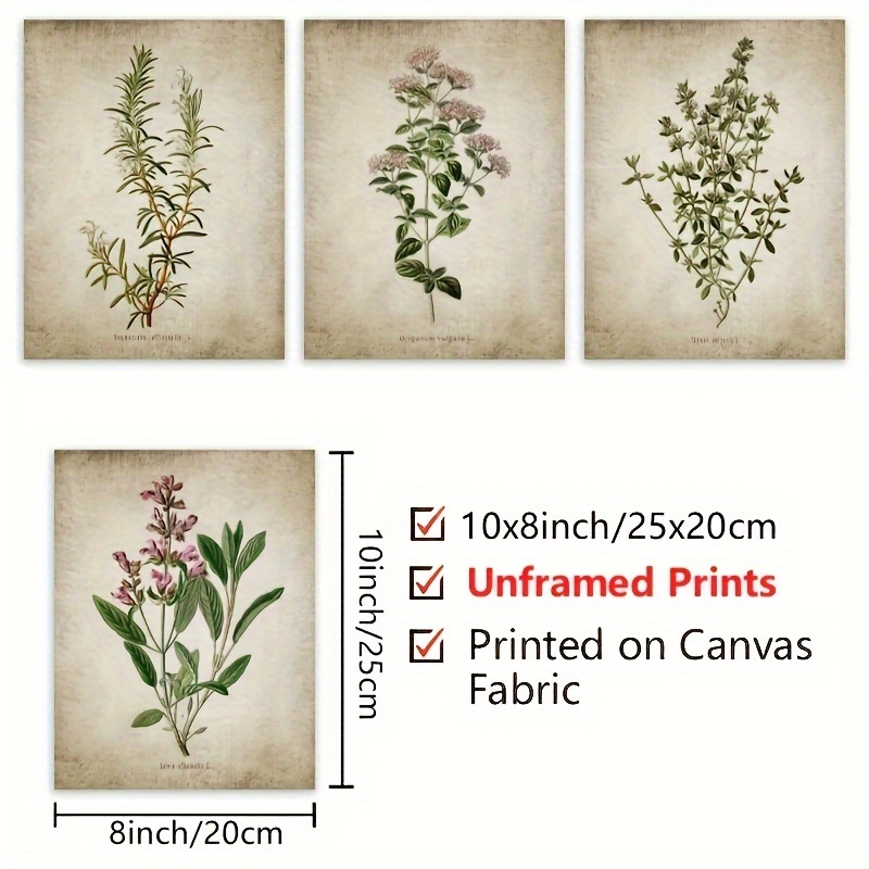 Vintage Botanical Poster Herb Wall Art Prints Herb Poster Temu
