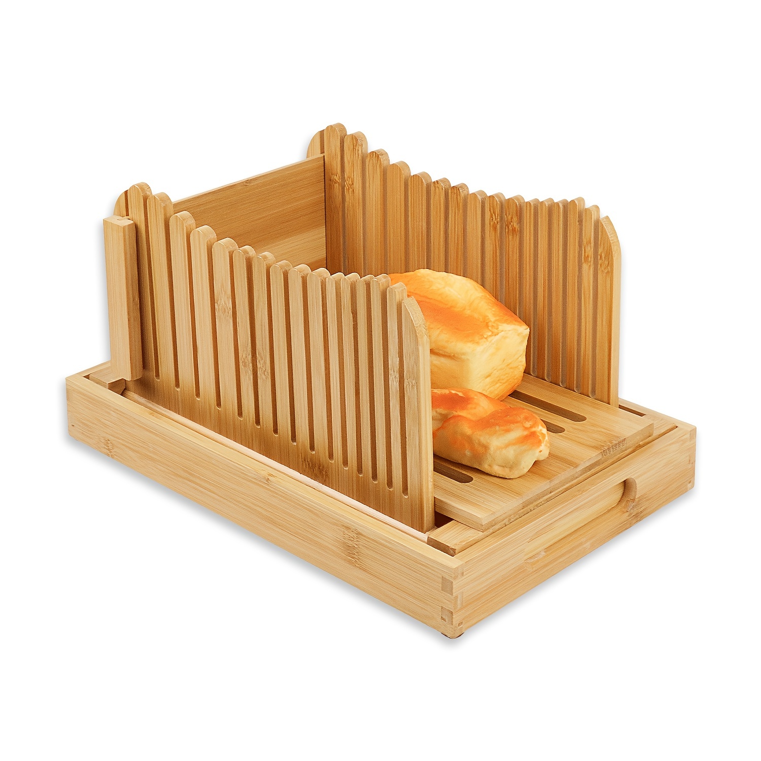 Bamboo Bread Slicer, Adjustable Bread Slicer Guide with 3 Thickness Size,  Foldable Compact Chopping Cutting Board, Great for Homemade Bread, Cakes