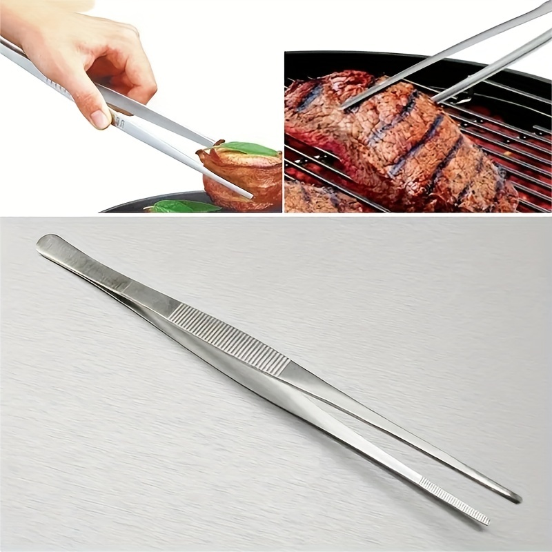 LangRay Kitchen Tongs Stainless Steel Long Chef Silver Food Tongs Straight  Home Medical Tweezers Kitchen