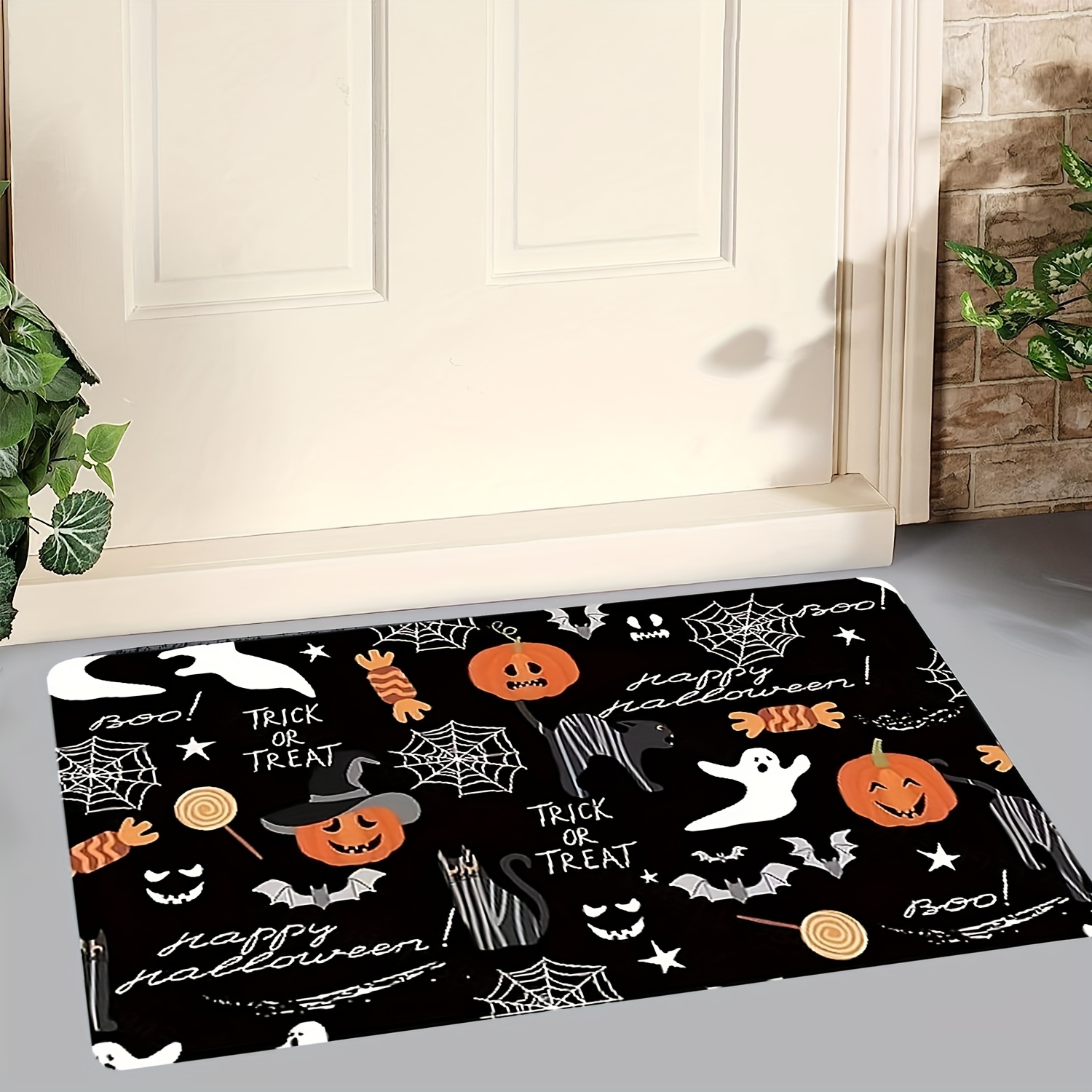 Halloween Pumpkin With Bats Doormat, Indoor Home Front Floor Mats Rugs,  Absorbent Non Slip Kitchen Door Mat Bedroom Bathroom Entrance Holiday  Decoration, Fall Halloween Home Decor - Temu