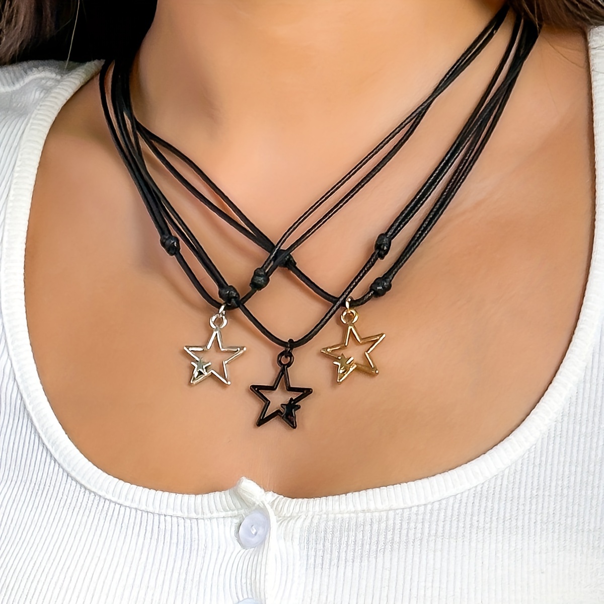 Leather Necklace String With Buckle Black Pendant Necklace - Temu