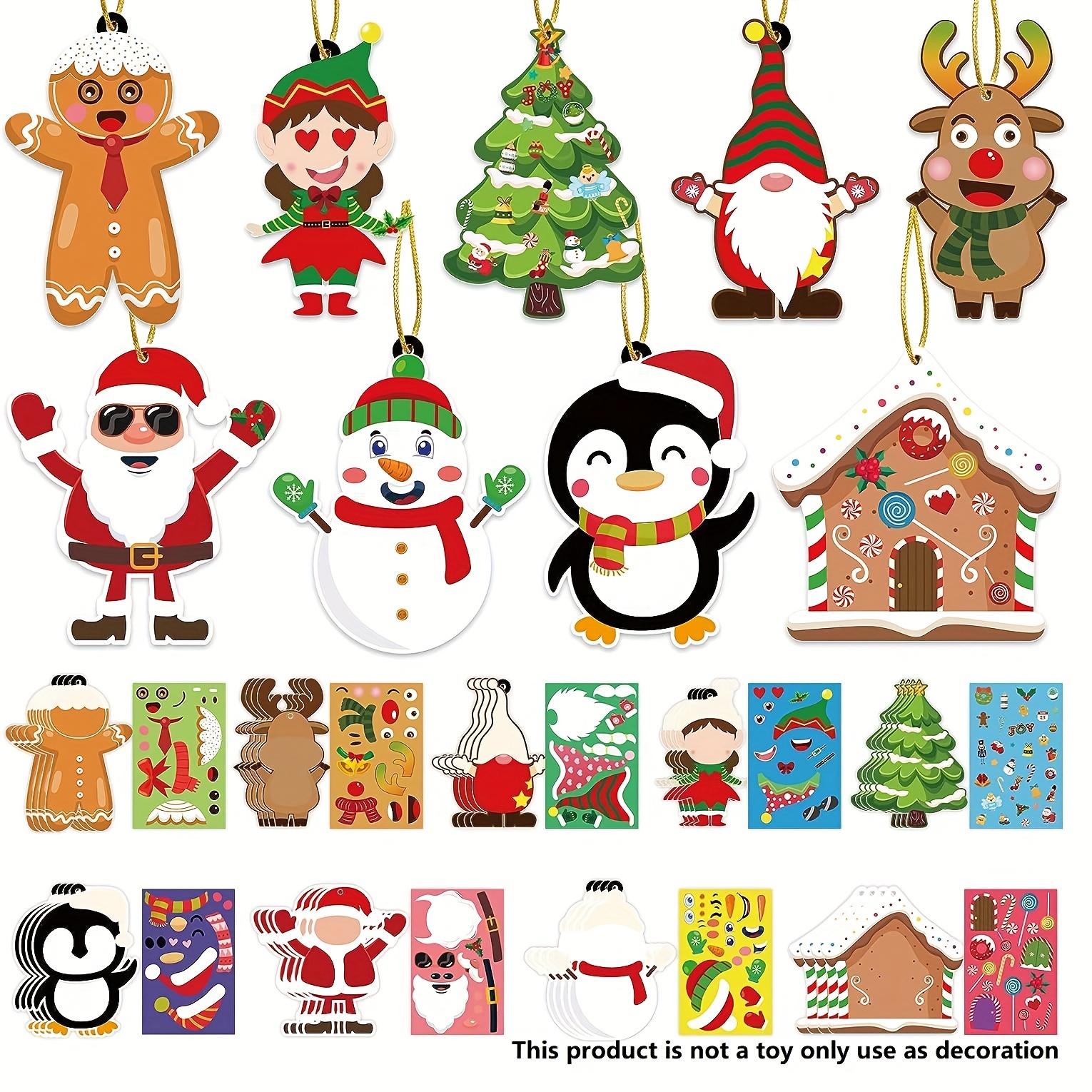 Christmas Snowman Handmade Stickers Xmas Ornaments Kids Diy - Temu
