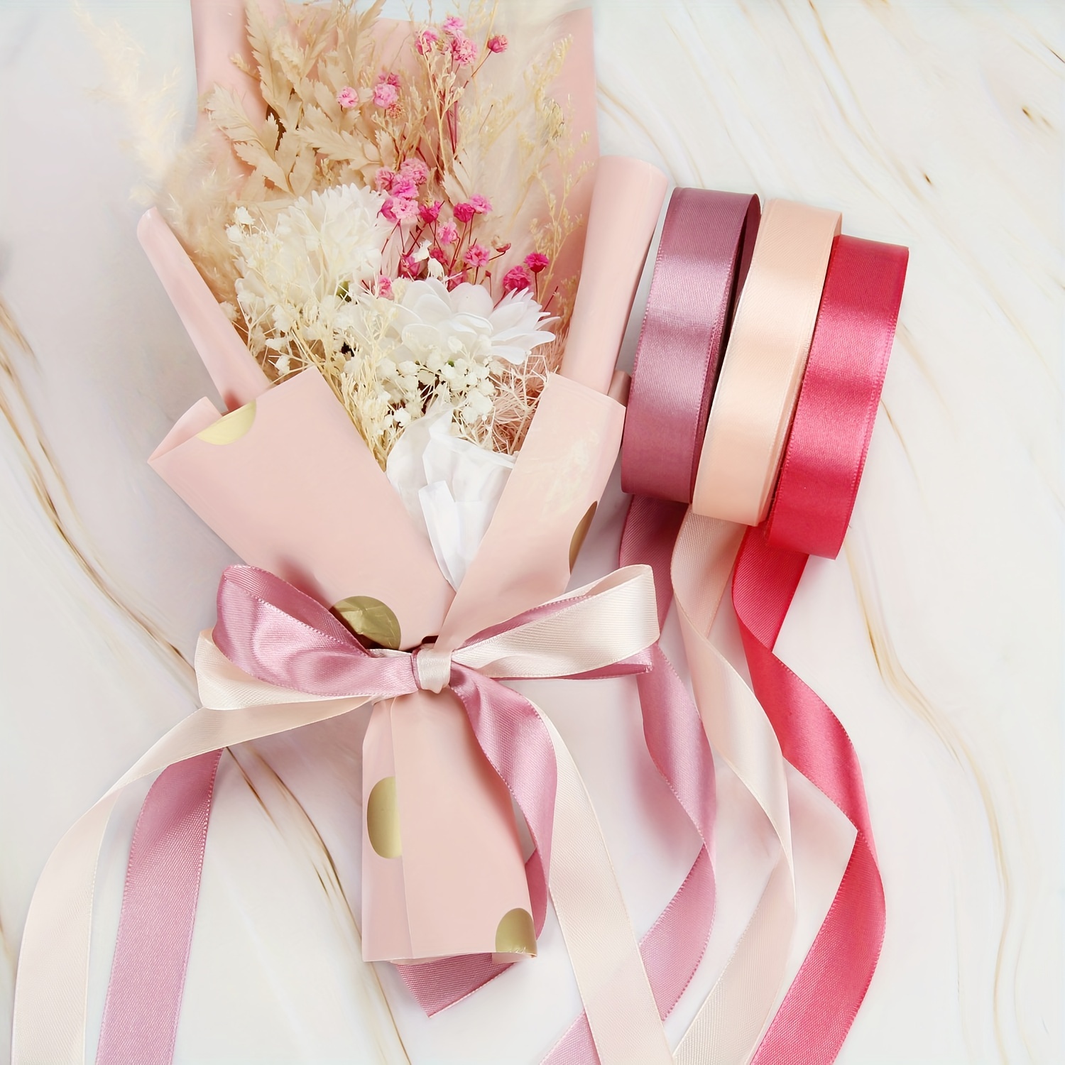 temu ribbon flower bouquet supplies｜TikTok Search