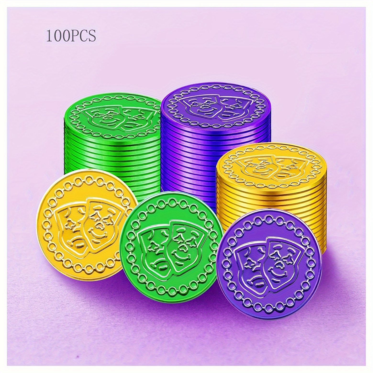 50/100pcs, Plastic Mardi Gras Coins, Gold Green Purple Multicolor Coins For  Mardi Gras, St. Patrick's Day Parade Mardi Gras Parties, Home Decor, Theme