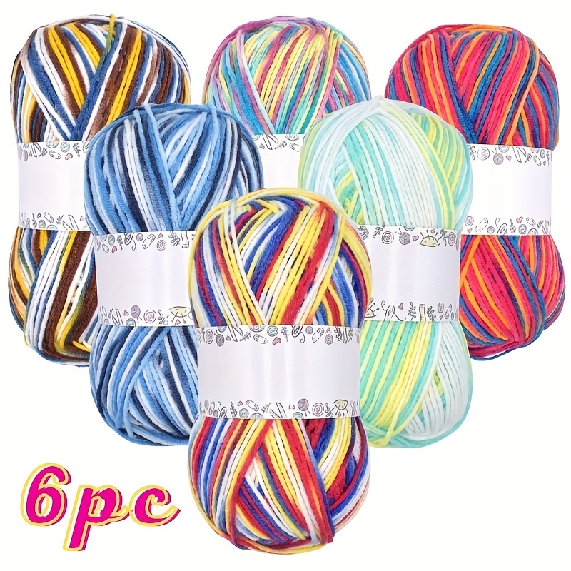

6pcs Multi Color Acrylic Yarn 50g Crochet Yarn Starter Kit For Knitting Crocheting Weaving Craft, With Crochet Hook Knitting Needles Stitch Markers
