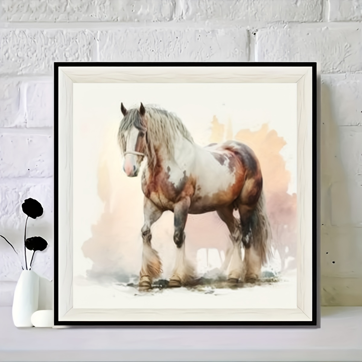 Clydesdale Horse With Christmas Tree, Animal Diamond Painting
