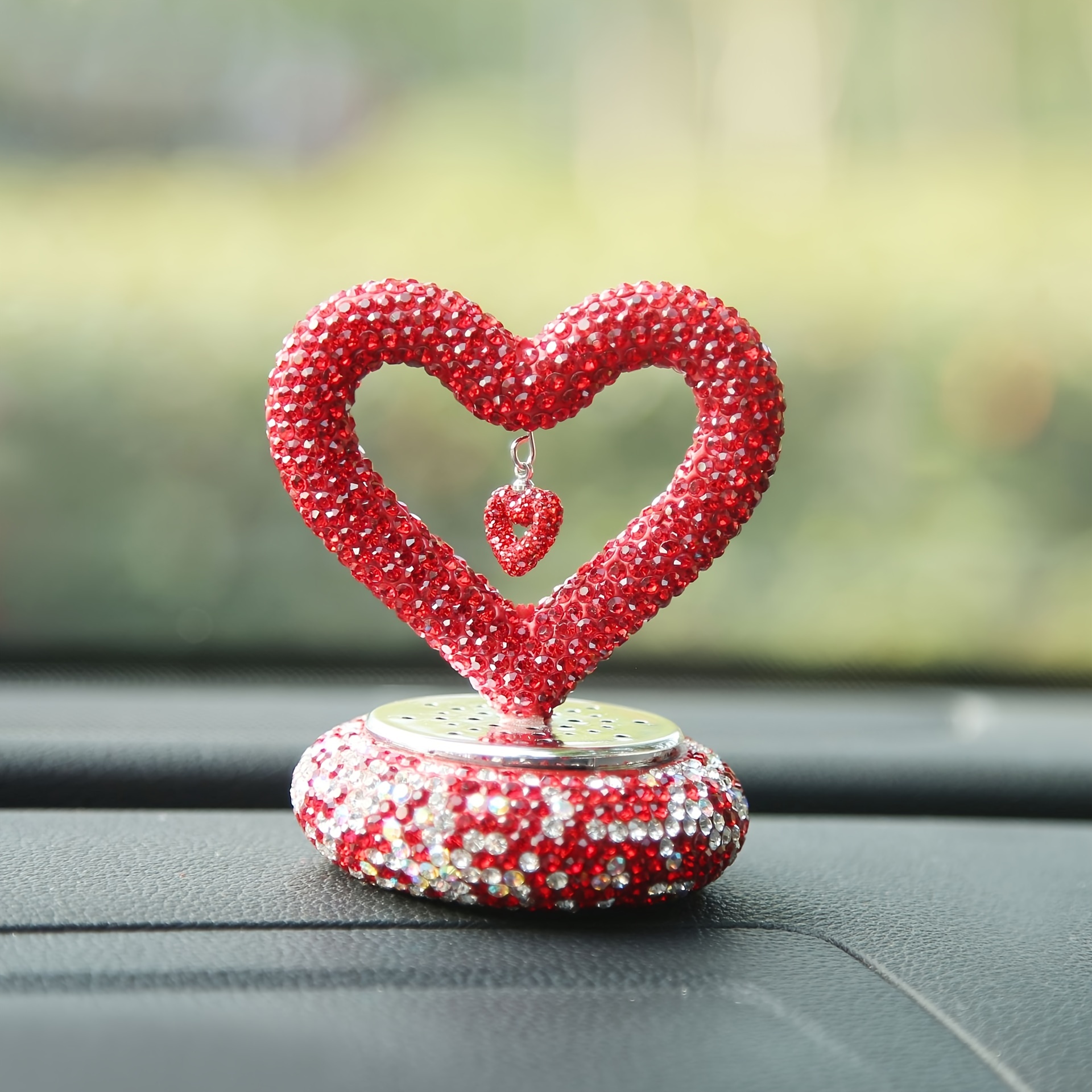 Bling Heart Diamond Car Accessories Crystal Car Rear View - Temu