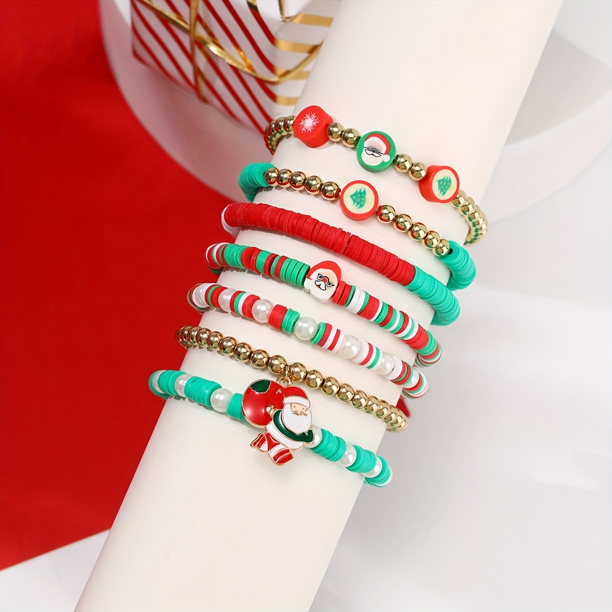 12pcs Colorful Soft Clay Beads Beaded Bracelet Set Stackable Stretch Cord Friendship Hand String,Temu