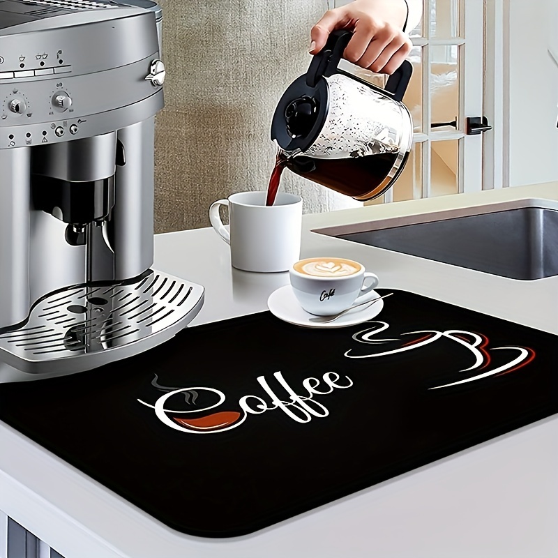 Coffee Mat for Countertops ,Coffee Bar Accessories Fit Under Coffee Maker Espresso Machine, Absorbent Hide Stain Rubber Mat for Countertop ,Dish