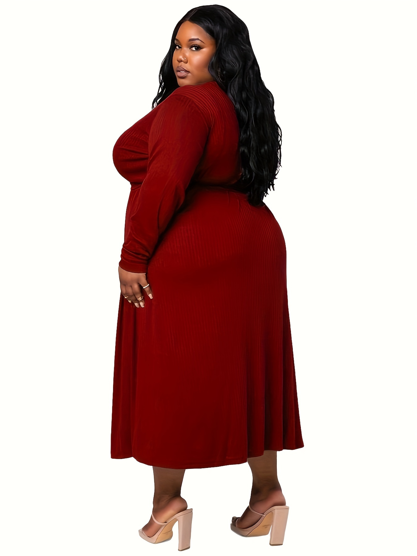 Plus Size Dresses 5XL Womens Fall Winter Single Breasted Cardigan Rib Long  Sleeve Dress Lady Sexy V Neck Elegant Maxi From 26,5 €