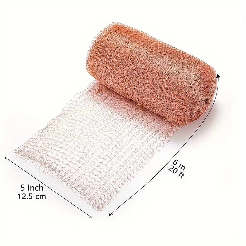 5” x 32 ft, 100% Pure Copper Mesh for Distilling, Knitted Copper Mesh Roll,  Double Layer Fabric Wool Hole Filler Used for Garden and House