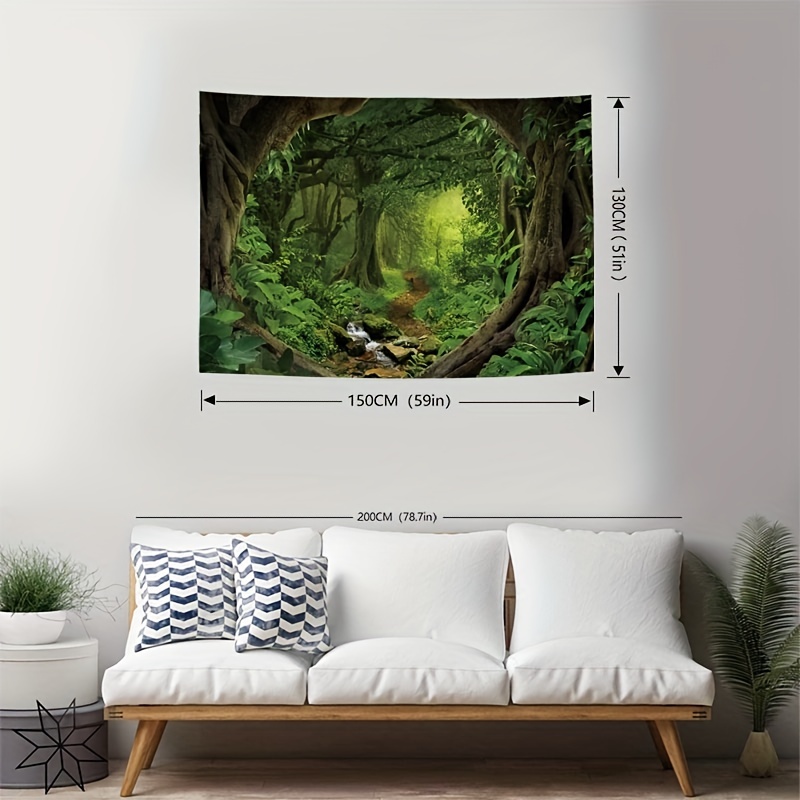 1pc Stream Forest Tapestry Wall Hanging, Abstract Art Natural Scenery  Bohemian Decore For Bedroom,living Room, Home Decor, With Installation Kit  As Gift