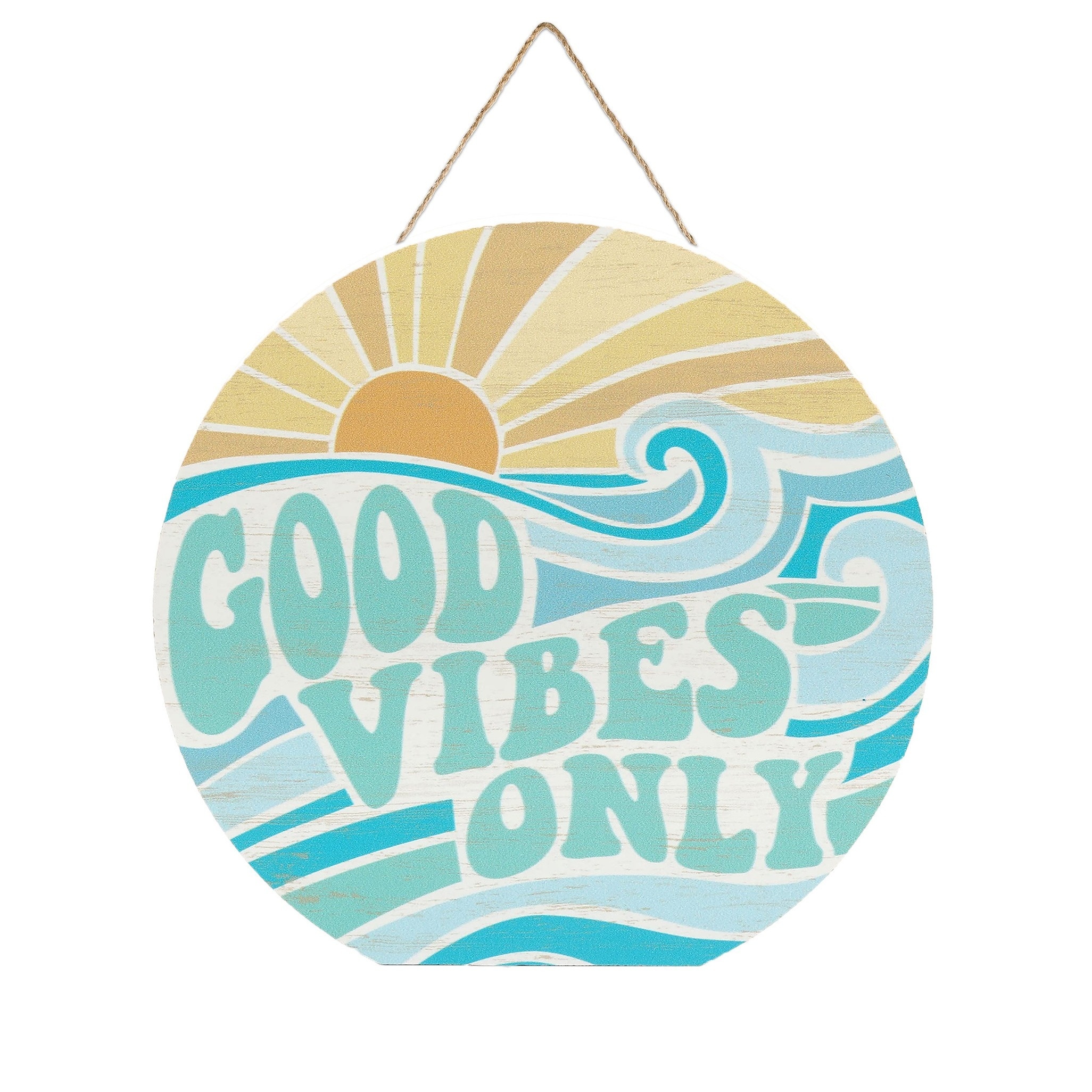 

1pc Hanging On The Wall, Good Vibes Only, Chunky Wood Block Sign - Retro Beach Themed Decor - Hang Or Display On Desk, Dresser Or Counter
