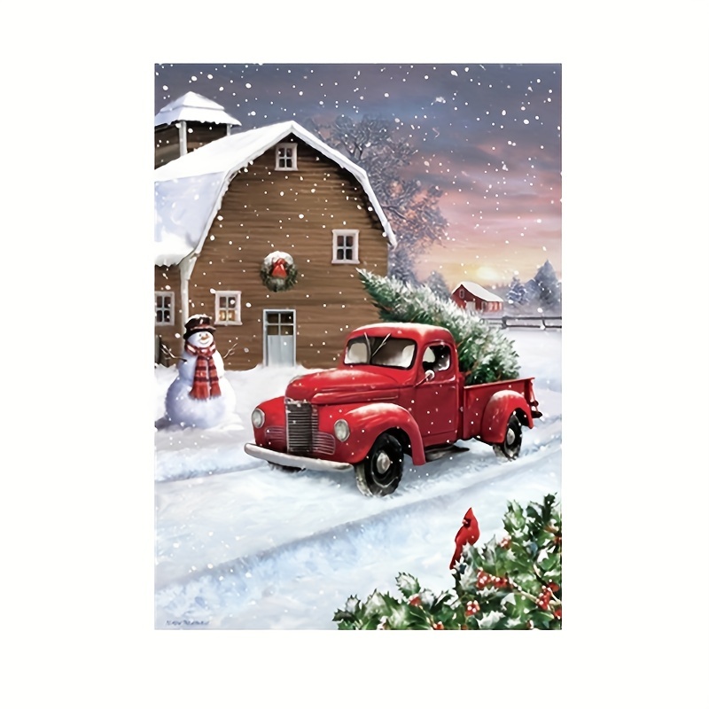 

Christmas Red Car Diamond Painting Kits 5d Diamond Art Set, Painting With Diamond Gems Arts And Crafts For Home Wall Decor