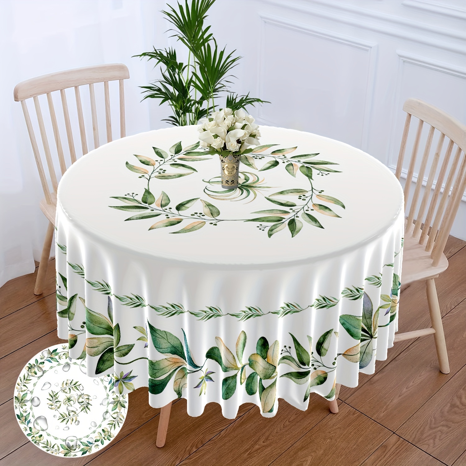 Large Flower Pattern Round Table Cloth