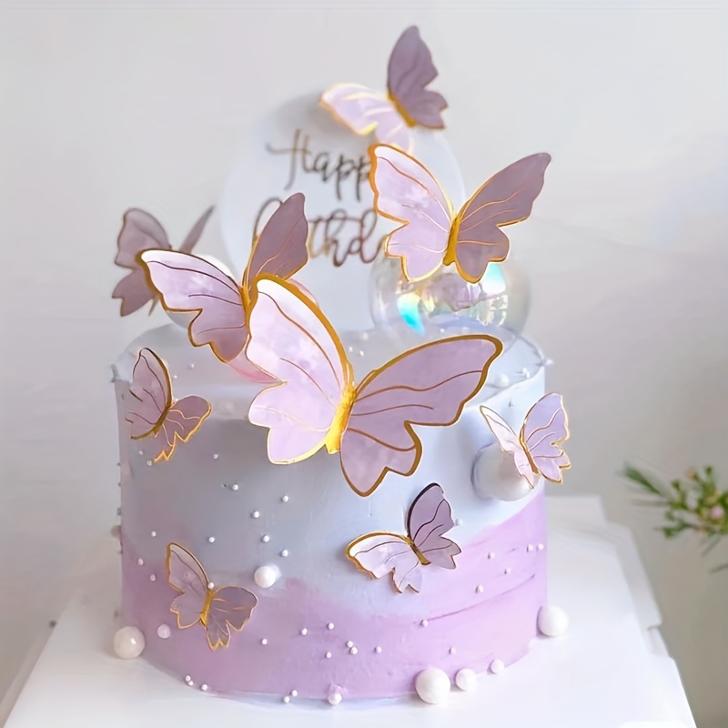 Fuyamp 16 Pièces Papillon Décoration Gâteau Anniversaire Fille