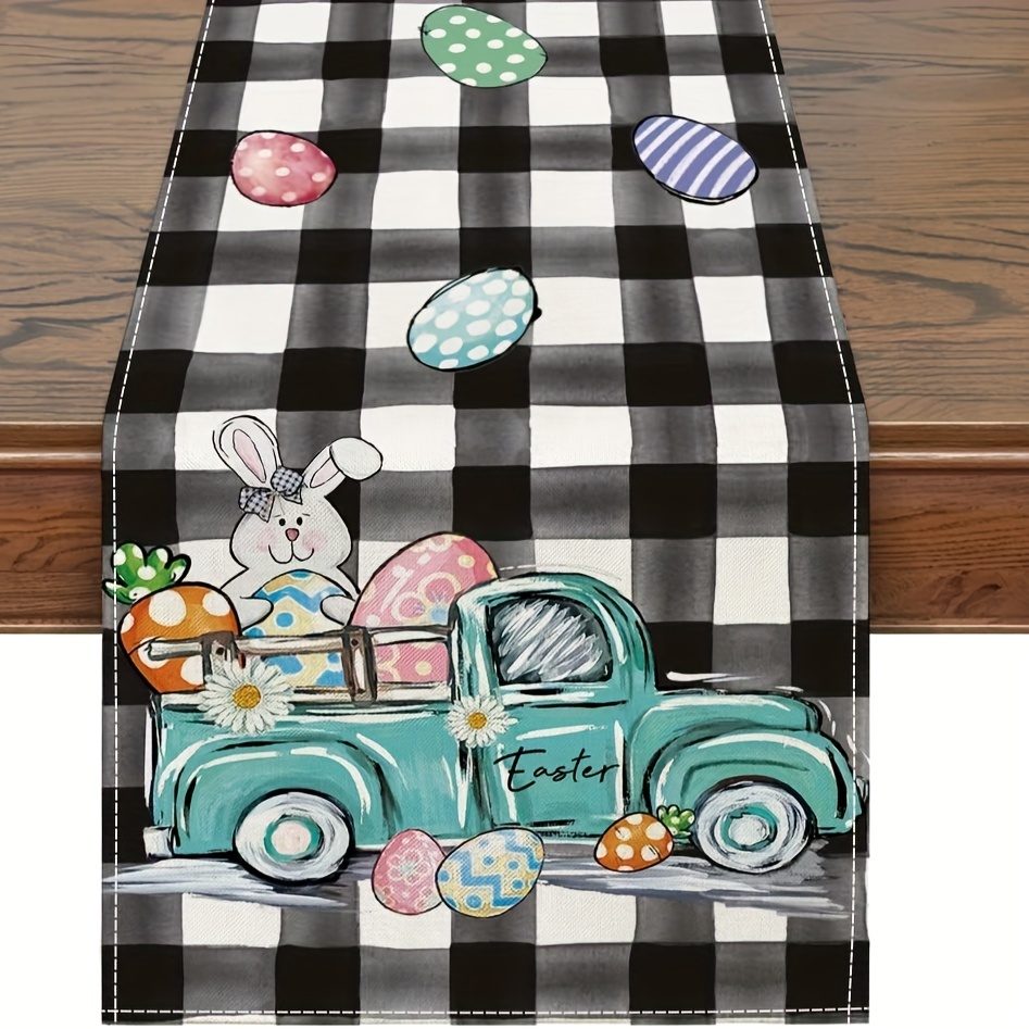 

Easter Bunny & Egg Table Runner - Polyester, Design For Dining & Party Decor