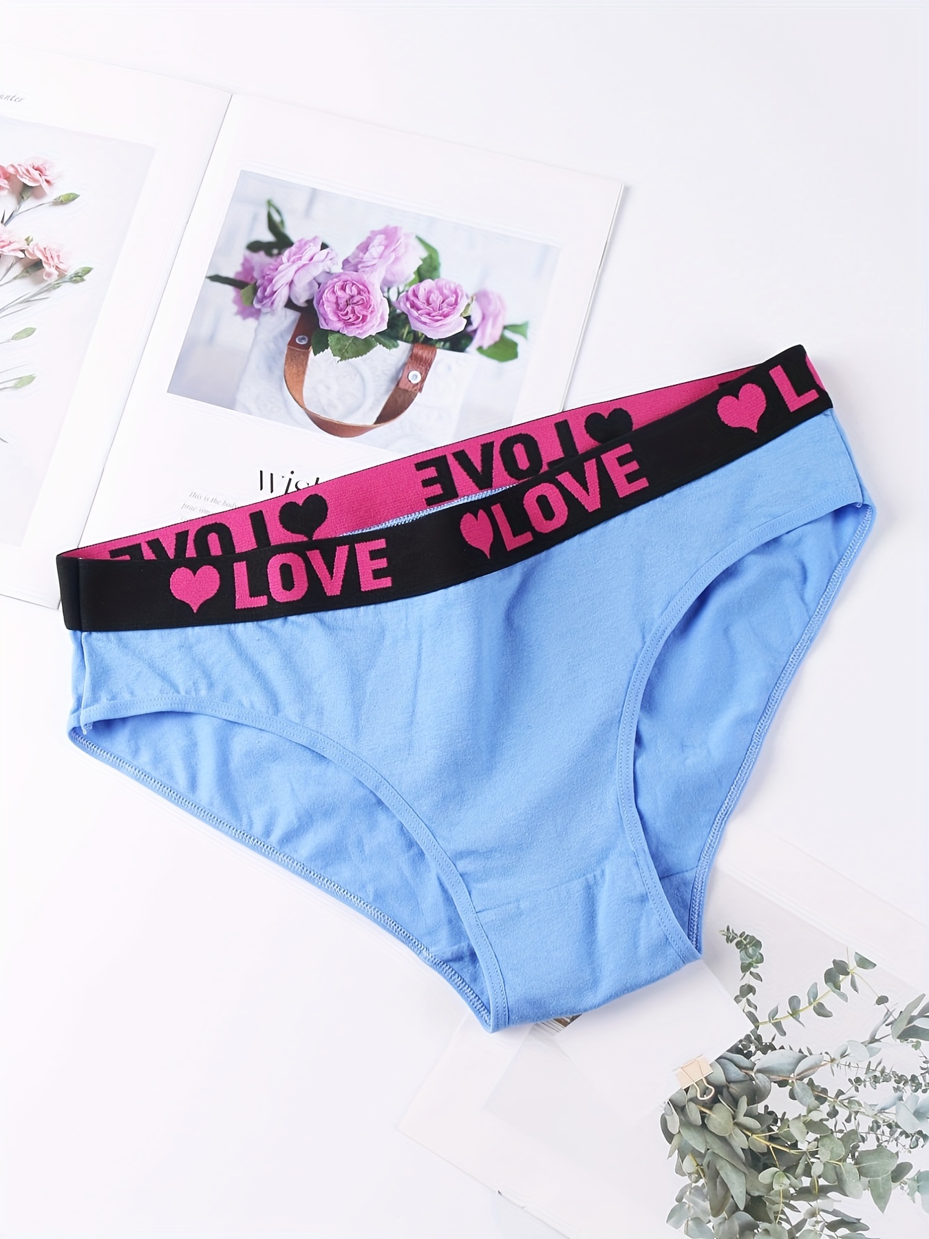 Plus Size Romantic Panties Set Women's Plus Heart Letter - Temu