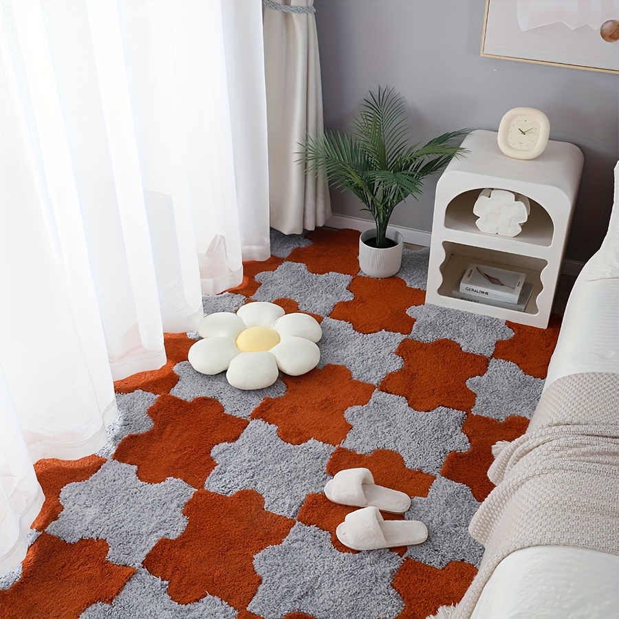 12pcs, Bedroom Full Padded Rug, Puzzle Fuzzy Mat, Splicing Carpet Rug,  Bedroom Living Room Rug, Kitchen Toilet Mat, Baby Crawling Mat, Tatami Dorm  Mat